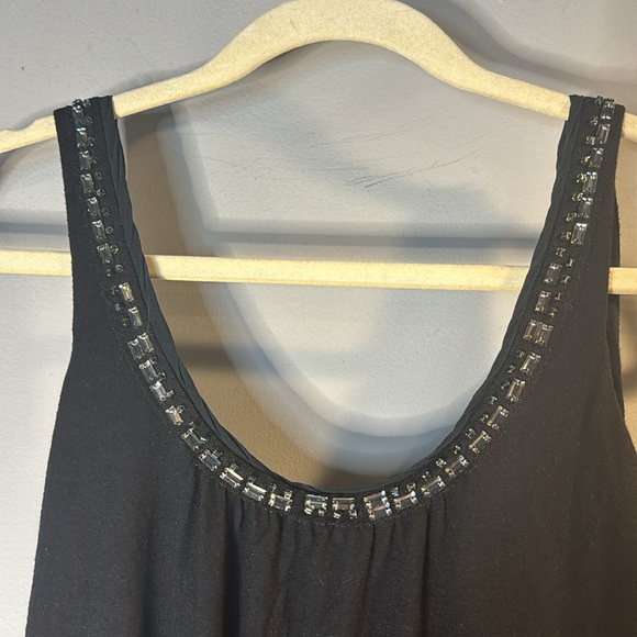 Black slinky bar top- backless tank top with bed embellishment - Picture 7 of 11